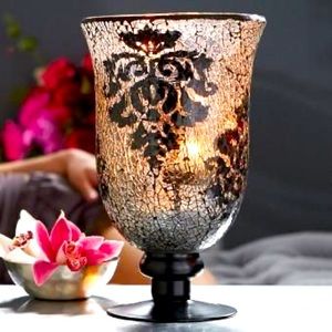 PartyLite ForbiddenFruit Mosaic Pedestal Hurricane